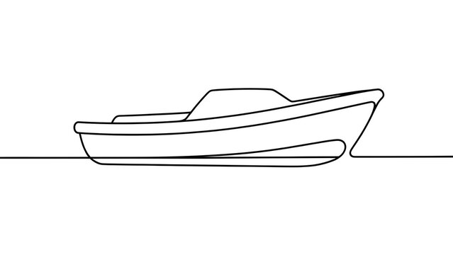 Simple boat line drawing on white background.
