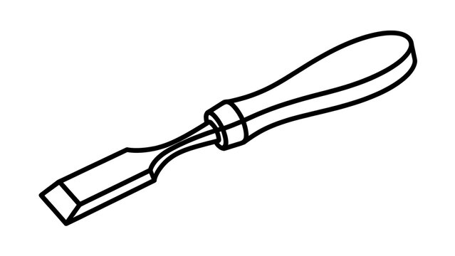 Wooden chisel tool illustration white background.