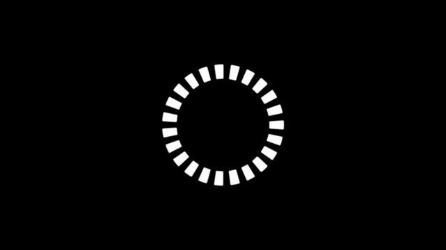Simple animation of 10 seconds countdown timer with dashed circle on black background
