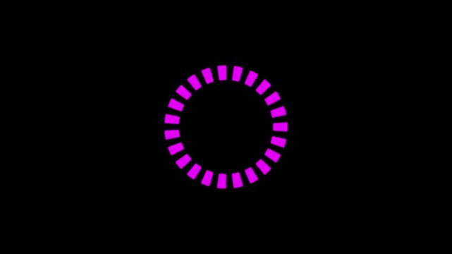 Simple animation of 10 seconds countdown timer with dashed circle on black background