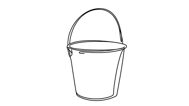 Simple line art bucket drawing white background.