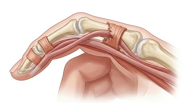 Tendon and ligament damage in the shoulder and knee, common in sports medicine and climbing injuries.