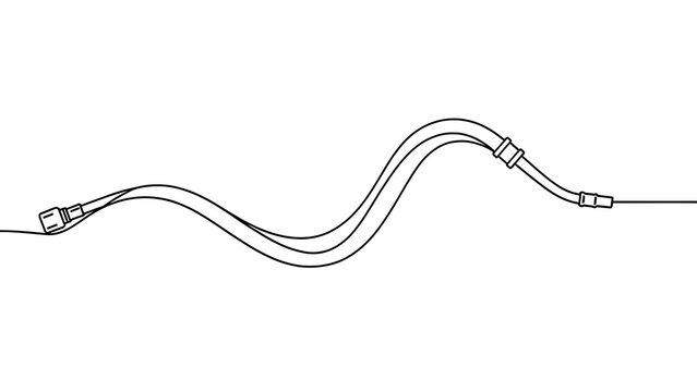 Curved black cable line art on white background.