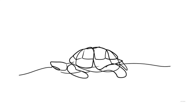 Minimalist turtle line drawing white background.