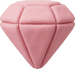 Obraz premium Soft pastel pink padded gemstone cushion with quilted facets for luxury upholstery and decorative accents padding isolated on transparent background