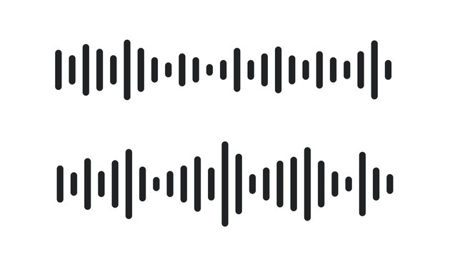 Modern audio waveform sound wave icon set with equalizer bars for music, podcast and voice recording visuals. Clean minimal vector collection ideal for streaming, broadcasting and media projects.