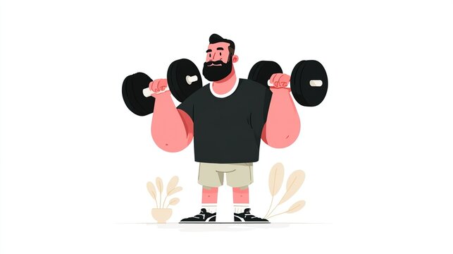 Muscular Man Lifting Weights for Fitness and Strength