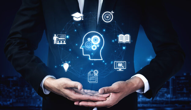 Concept of education and continuous learning. A network of e-learning resources for training, acquiring knowledge, and developing new skills for personal and professional growth. Fermion