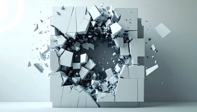 Exploding Cube - A Visual Representation of Fragmentation and Destruction.