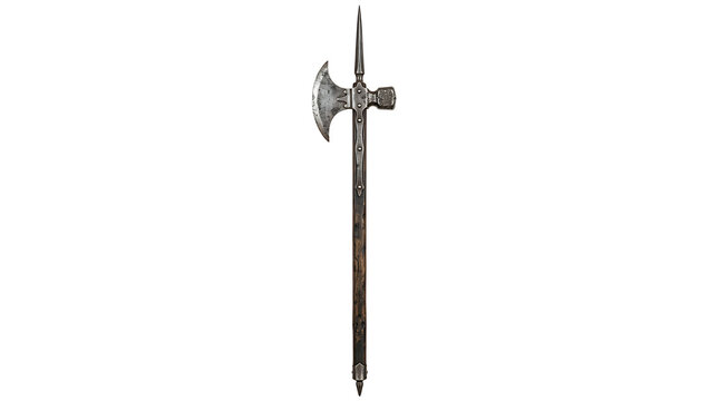 Antique Medieval Poleaxe Weapon Isolated on White Background for Historical Display
