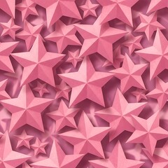 Fototapeta premium Seamless pattern of 3d pink stars in various sizes