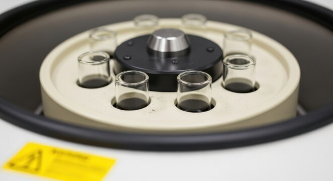 Laboratory centrifuge rotor with glass test tubes for medical or scientific analysis
