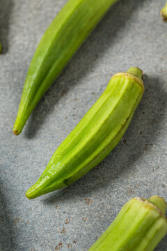 Raw Organic Green Okra Vegetables