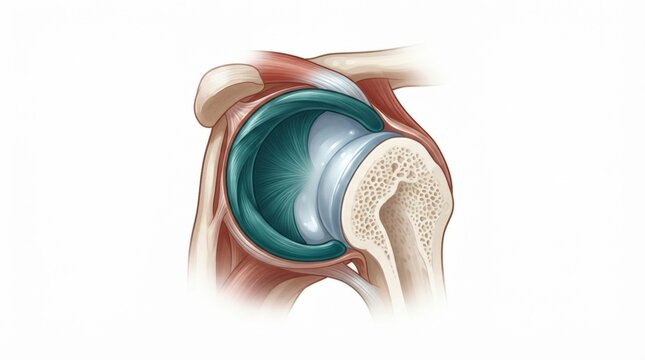 This visual representation shows the cross-section of the shoulder joint including the labrum and key structures involved in movement and stability.