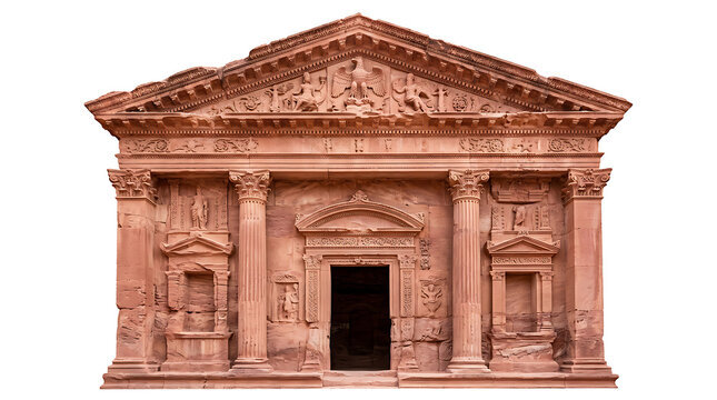 Isolated Ancient Roman Temple Architecture Facade With Classical Stone Columns