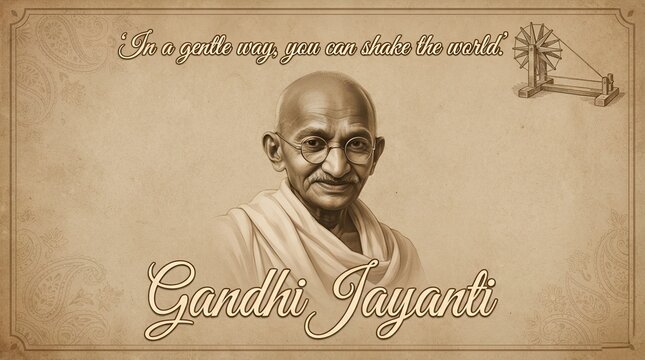 Happy Mahatma Gandhi Jayanti, 2nd October illustration