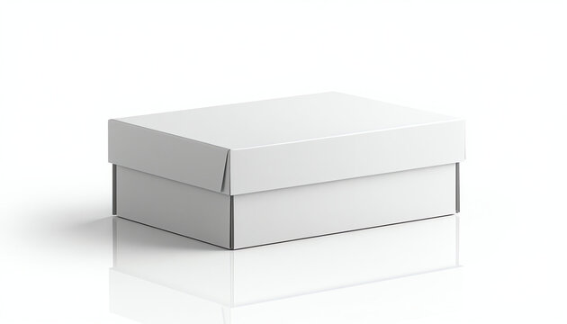 White horizontal rectangle blank box from side angle. 