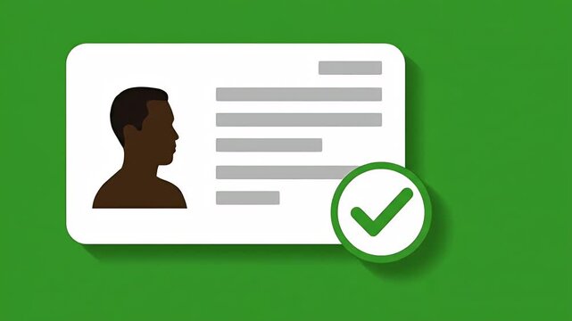 Identity card with verified check mark animation