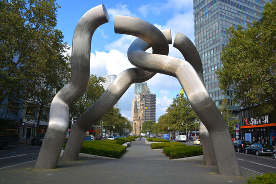 BERLIN GERMANY: Berlin is the name of a sculpture on the Tauentzienstrasse. by sculptors Brigitte Denninghoff and Martin Matschinsky the sculpture's principal motif, a "broken chain"