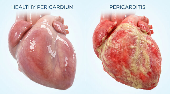 Healthy Pericardium vs Pericarditis Cardiac Inflammation Medical Visual