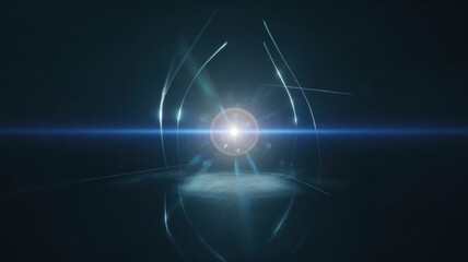 Fototapeta premium Abstract Blue Sci-Fi Light Leak Flare Effect With Futuristic Glass Reflections On Dark Background Technology Concept