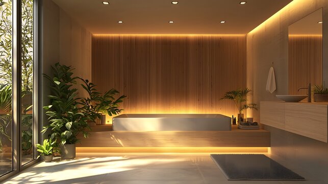 Stylish luxury bathroom with moody tones and reflections photography