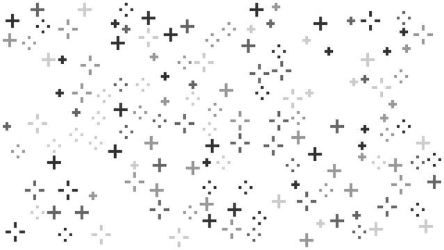 Abstract pattern of black and grey plus symbols on white background