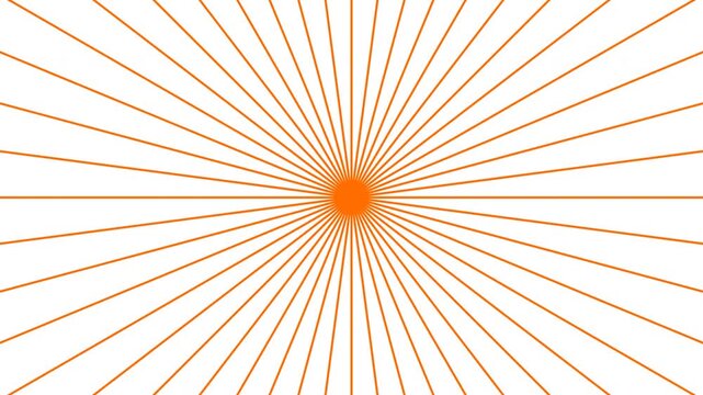 4K animated orange radial burst energy rays loop on white.