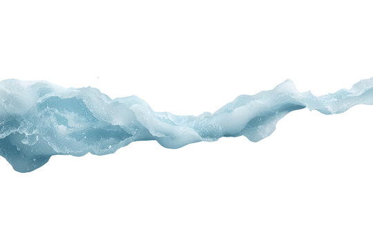 Thin horizontal blue water splash wave with foamy edges