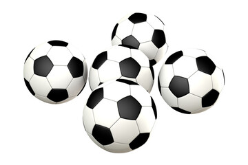 Naklejka premium Group of classic black and white soccer balls isolated on white background with football equipment hexagonal isolated