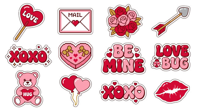 Cute Y2K Aesthetic Sticker Pack for Valentines Day and Love Themes