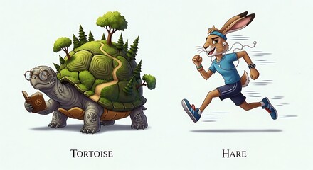 Comparison of a wise tortoise and an athletic hare © Ayu