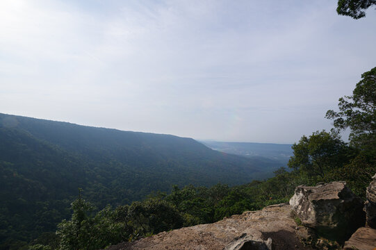 Scenic View of Yai Mountains at Sunrise with Lush Green Forest