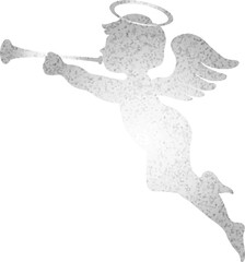 Fototapeta premium Angel blowing a trumpet, silhouette, watercolor, glitter, sparkle, Valentine's Day, Christmas, design, illustration asset