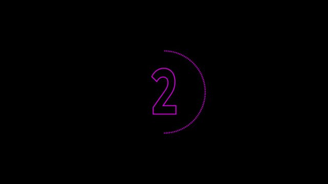 Countdown concept, counting down from five to one. Circle count down numbers on black background.