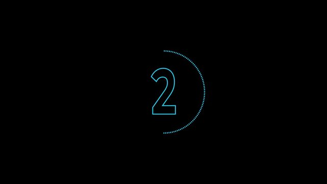 Countdown concept, counting down from five to one. Circle count down numbers on black background.