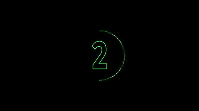 Countdown concept, counting down from five to one. Circle count down numbers on black background.