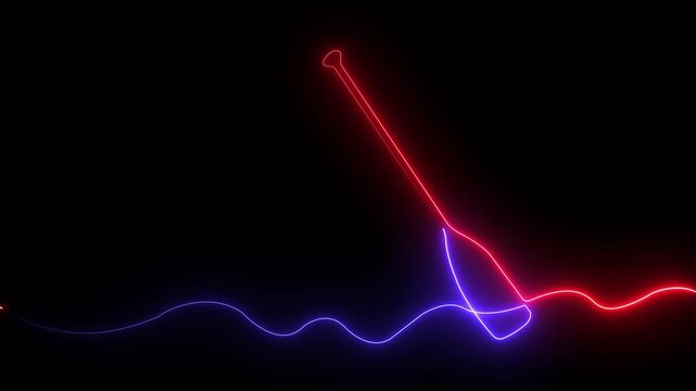 Glowing neon line Baseball bat icon isolated on black background. Sport equipment. 4K Video motion graphic animation