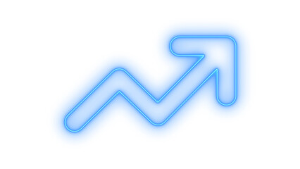 Colorfull glowing neon line chart arrow representing financial growth business success market trend up direction isolated on transparent background. © MdSamsul1234