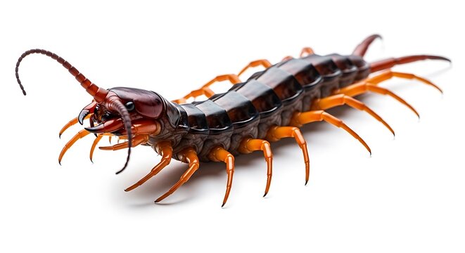 Large poisonous centipede isolated on a white background