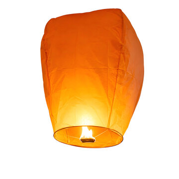 Traditional Floating Sky Lantern Isolated on White Background, Festival Celebration Decoration