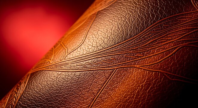 Luxurious brown leather texture with embossed organic patterns