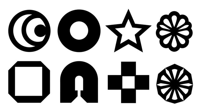 Set of retro geometric abstract vector shapes and icons