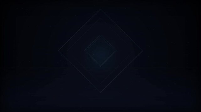 Rotating 3D tesseract wireframe in dark starry space, suitable for sci-fi intros, technology promos and educational physics content