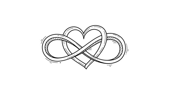 Simple infinity heart symbol line art on white background