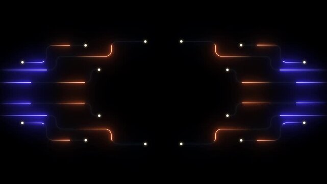 Abstract futuristic digital network by neon lines. Abstract digital dot line particle data background connecting technology concept Motherboard circuit pattern with ai text. 4k background animated