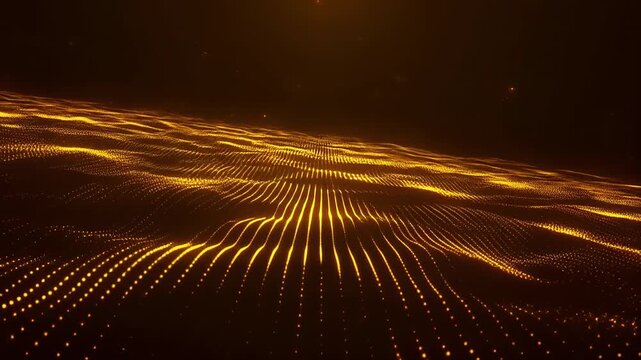 Golden light rays sweeping across dark background in motion