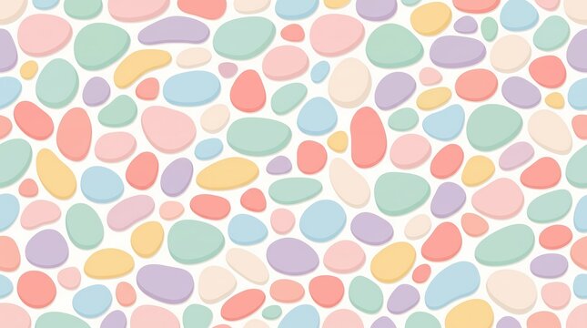 Seamless pastel colored pebble pattern background design.