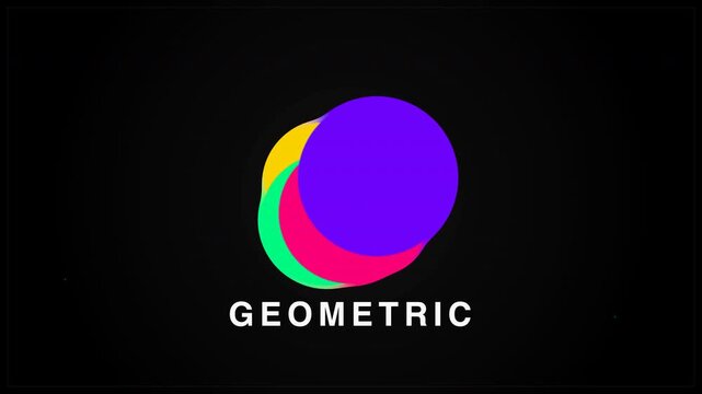 Vibrant colorful geometric circles spinning and overlapping with text animation, suitable for brand intro, logo reveal and corporate video