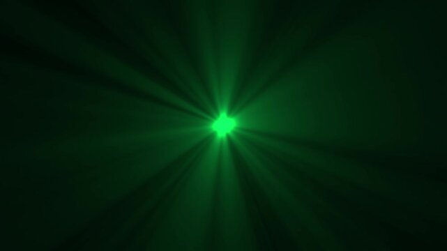 Green Glowing Light Rays Background Abstract Radial Light Burst Animation Neon Energy Beam Lens Flare Motion Graphics Illuminated Glow Effect Dark 4K Loop Background